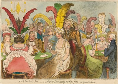 La fiesta de Lady Godina,-o-Espionaje de Peeping-Tom sobre Pope-Joan, 1796 de James Gillray