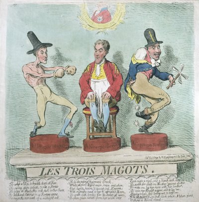 Les Trois Magots, publicado por Hannah Humphrey en 1791 de James Gillray