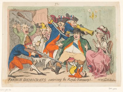 Luis XVI y María Antonieta atrapados en vuelo, 1791 Demócratas franceses sorprendiendo a los Royal Runaways de James Gillray