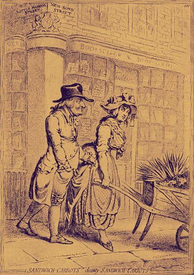 Lord Sandwich prestando atención a una vendedora de flores de James Gillray