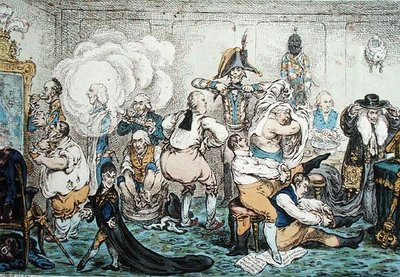 Haciendo Decente, es decir, Broad-bottomites Poniéndose en el Gran Traje, pub. por Hannah Humphrey de James Gillray