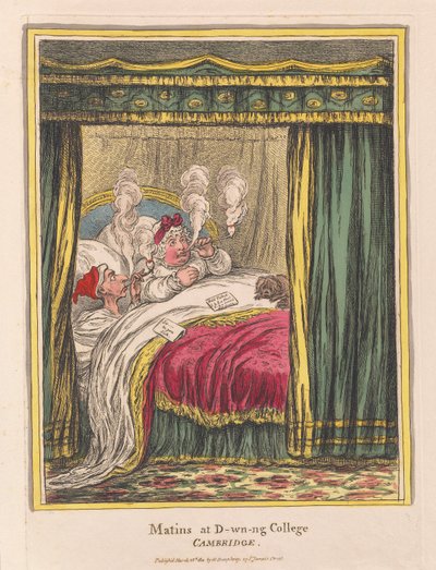 Matutinas en el Colegio D-wn-ng, Cambridge, pub. 1810 de James Gillray