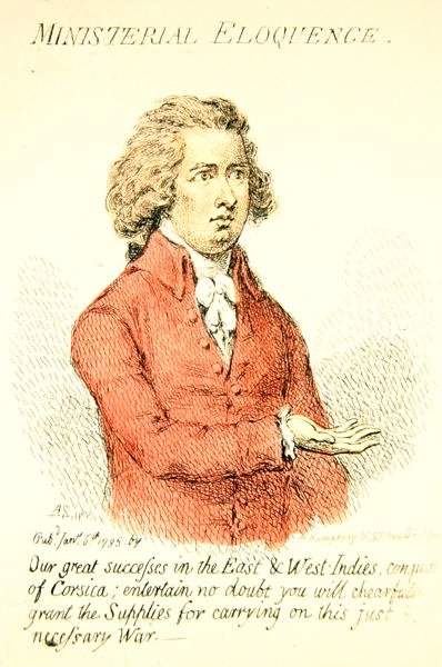 Elocuencia ministerial, publicado por Hannah Humphrey en 1795 (detalle) de James Gillray