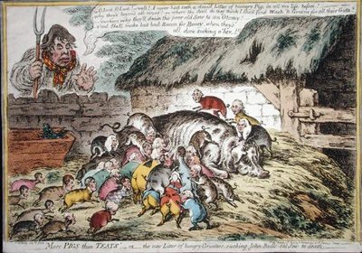 Más cerdos que tetas, publicada por Hannah Humphrey en 1806 de James Gillray