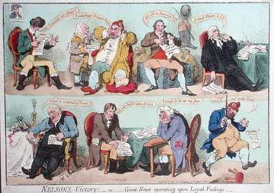 La Victoria de Nelson, o Buenas Noticias Operando en Sentimientos Leales de James Gillray