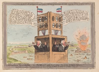 Telégrafos de la oposición, o el pequeño abogado clarividente dando un verdadero ejemplo de información patriótica de James Gillray