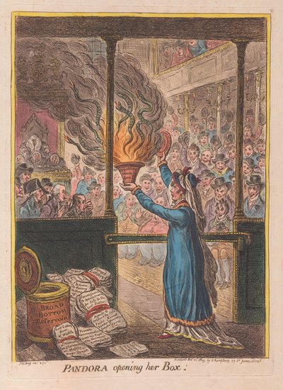 Pandora abriendo su caja de James Gillray