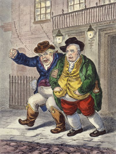 Pilares de la Constitución: Las tres en punto y una mañana nublada, 1809 de James Gillray