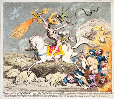 Presagios del Milenio, publicado por Hannah Humphrey en 1795 de James Gillray