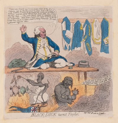 Richard Howe, primer conde Howe (Black-Dick convertido en sastre) de James Gillray