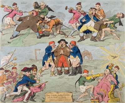 Sans-Culottes alimentando a Europa con el Pan de la Libertad, publicado por Hannah Humphrey en 1793 de James Gillray