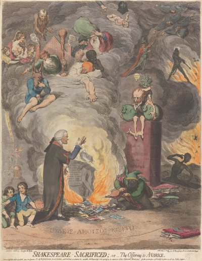 Shakespeare sacrificado; o, La ofrenda a la avaricia de James Gillray