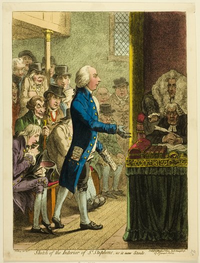 Boceto del interior de St. Stephens, en su estado actual de James Gillray