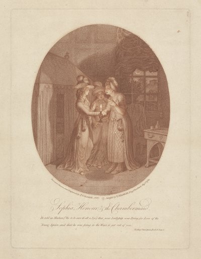 Sophia, Honour y la camarera, escena de Tom Jones de Henry Fielding de James Gillray