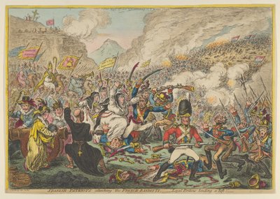 Patriotas Españoles Atacando a los Bandidos Franceses - Leales Británicos Ayudando, 15 de agosto de 1808 de James Gillray