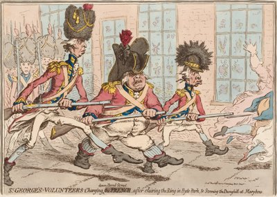 Voluntarios de San Jorge cargando por Bond Street, después de despejar el Anillo en Hyde Park, y asaltando el Montón de Estiércol en Marlybone de James Gillray