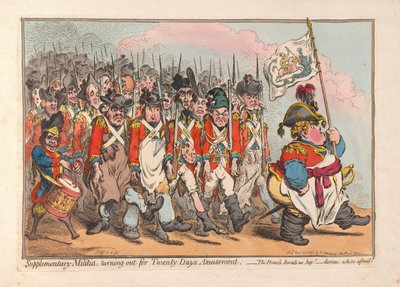 Milicia suplementaria, saliendo para veinte días de diversión, pub. 1796 de James Gillray