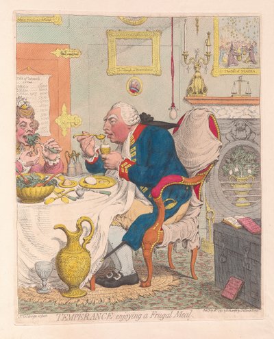 Templanza disfrutando de una comida frugal de James Gillray