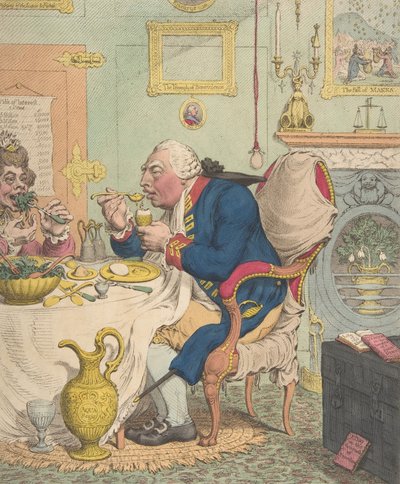 La Templanza Disfrutando de una Comida Frugal, 28 de julio de 1792 de James Gillray