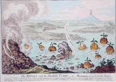Las manzanas y los excrementos de caballo o Buonaparte entre las manzanas doradas de James Gillray
