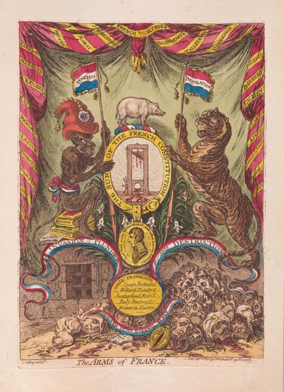 Las armas de Francia, pub. 1805 (grabado coloreado a mano) de James Gillray