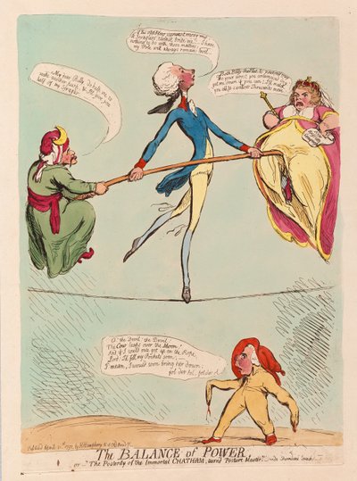 El equilibrio de poder o la posteridad del inmortal Chatham, se convierte en maestro de posturas de James Gillray