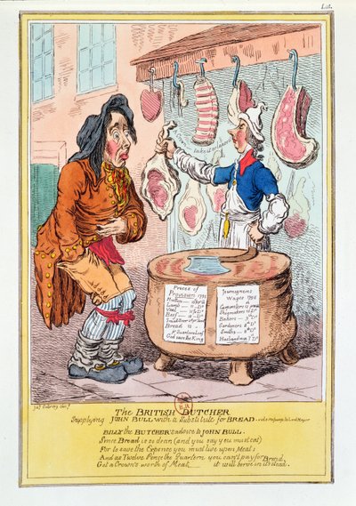 El Carnicero Británico suministrando a John Bull un sustituto del pan, 1795 de James Gillray