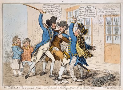La paliza en Conduit Street, publicado por Hannah Humphrey, 1796 de James Gillray