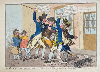 El Caneing en Conduit Street, publicado por Hannah Humphrey en 1796 de James Gillray
