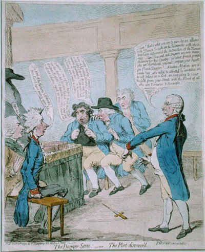 La escena del puñal, o el complot descubierto de James Gillray