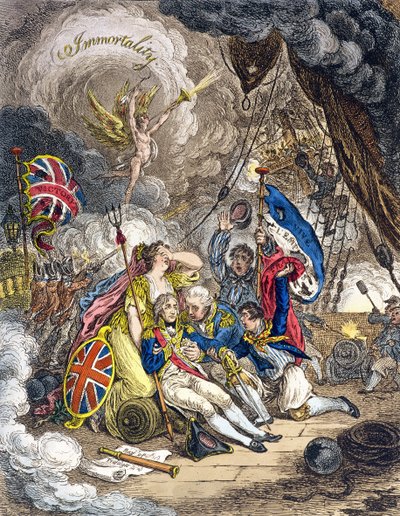 La muerte del almirante Lord Nelson en el momento de la victoria de James Gillray