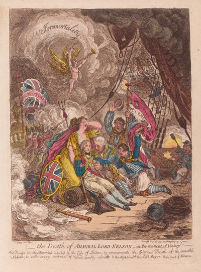 La muerte del almirante Lord Nelson, en el momento de la victoria de James Gillray