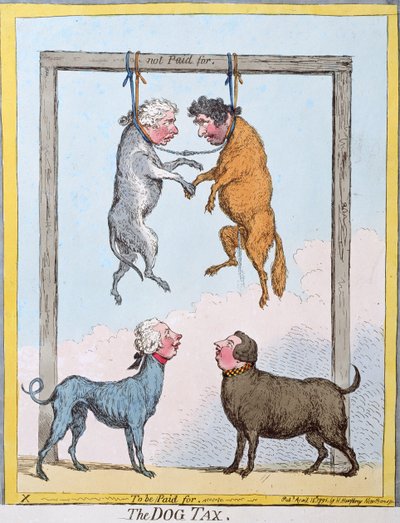 El Impuesto del Perro, publicado por Hannah Humphrey en 1796 de James Gillray
