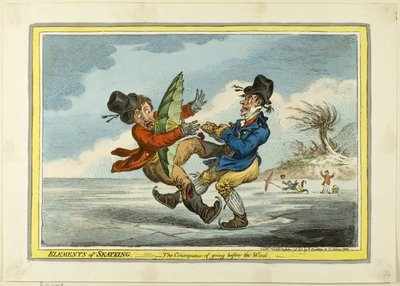 Los elementos del patinaje: La consecuencia de ir delante del viento de James Gillray