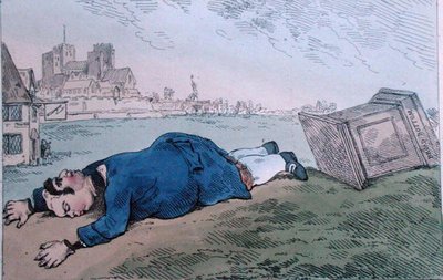 La Caída de Dagón, o Noticias Raras para Leadenhall Street, publicado por William Humphrey en 1784 de James Gillray