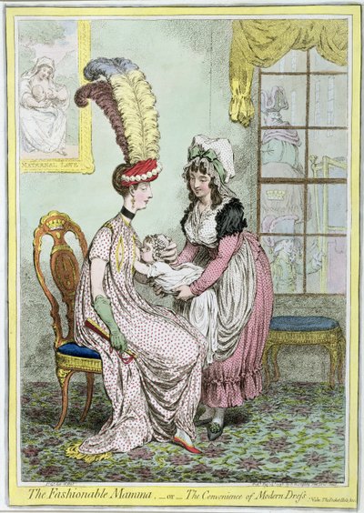 La mamá a la moda, o La conveniencia del vestido moderno, publicado en 1796 de James Gillray