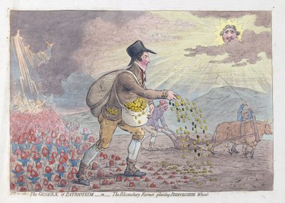 El Generae del Patriotismo, o el Granjero de Bloomsbury Plantando Trigo de Bedfordshire de James Gillray