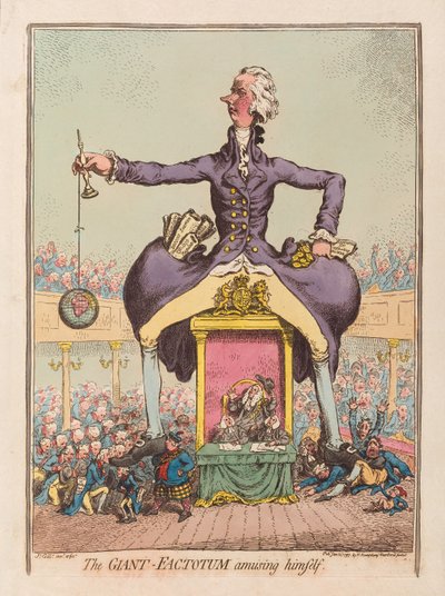 El gigante factótum divirtiéndose de James Gillray