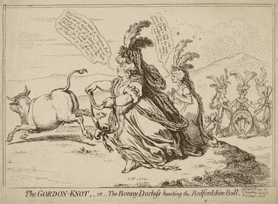 El Nudo Gordon o La Bonita Duquesa Cazando el Toro de Bedfordshire, publicado el 29 de abril de 1797 de James Gillray