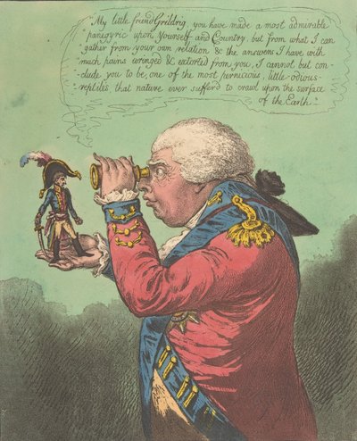 El rey de Brobdingnag y Gulliver.-Vide. Los viajes de Gulliver de Swift: Viaje a Brobdingn..., 26 de junio de 1803 de James Gillray