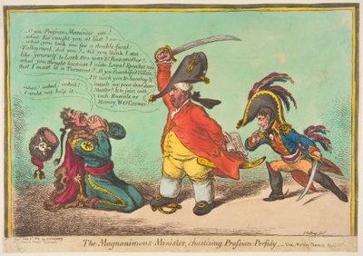El Ministro Magnánimo, Castigando la Perfidia Prusiana.-vide-Morning Chronicle Abril, 2 de mayo de 1806 de James Gillray