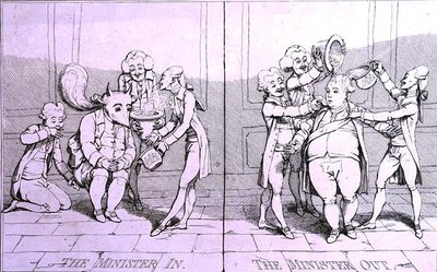 El ministro dentro - El ministro fuera de James Gillray