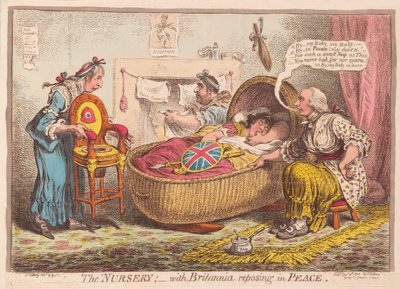 La guardería; con Britannia reposando en paz de James Gillray