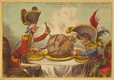 El Pudding de Ciruela en Peligro o Epicúreos del Estado tomando un Petit Souper de James Gillray
