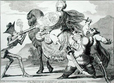 El bandidaje político asaltando al salvador de la India de James Gillray
