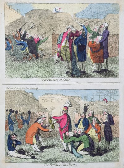 El Príncipe en el Pasto y El Príncipe en el Trébol de James Gillray