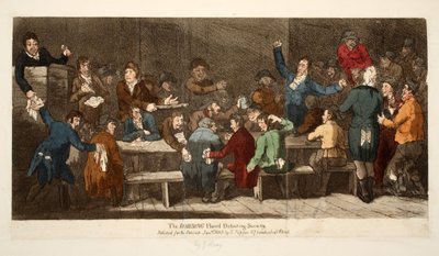 La Sociedad de Debate de Robin Hood, pub S. Tipper, 1 de enero de 1809 de James Gillray
