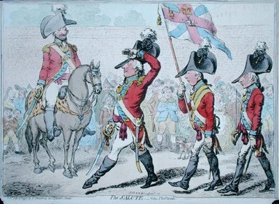 El Saludo, o El Desfile, publicado por Hannah Humphrey en 1797 de James Gillray