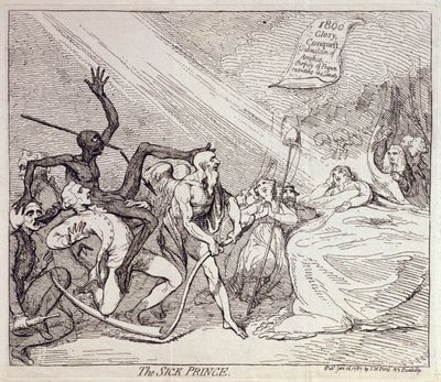El príncipe enfermo, publicado por S.W. Fores en 1787 de James Gillray