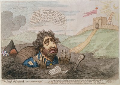 The Slough of Despond, publicado por Hannah Humphrey en 1793 (aguafuerte coloreado a mano) de James Gillray